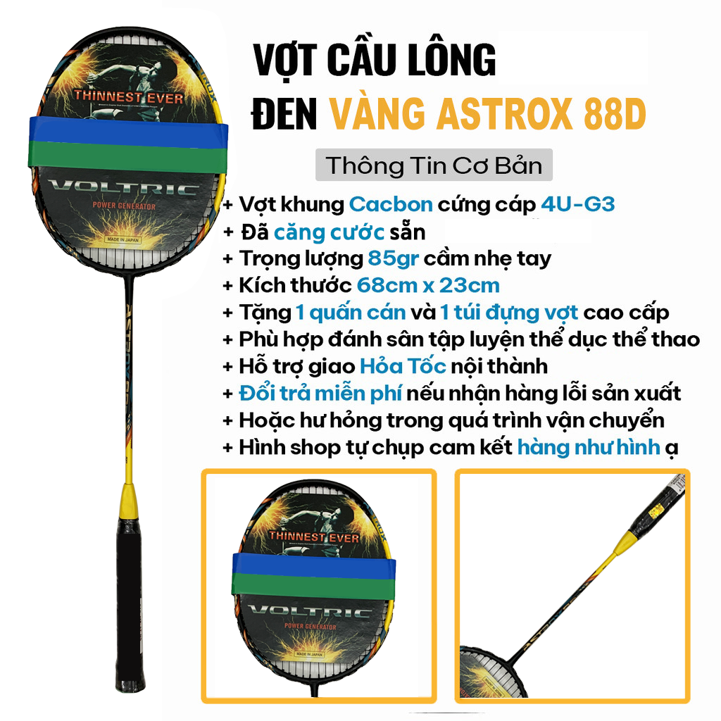 Vợt cầu lông Yonex 100% khung cacbon căng sẵn bền đẹp tặng ngay quấn cán vợt cao cấp