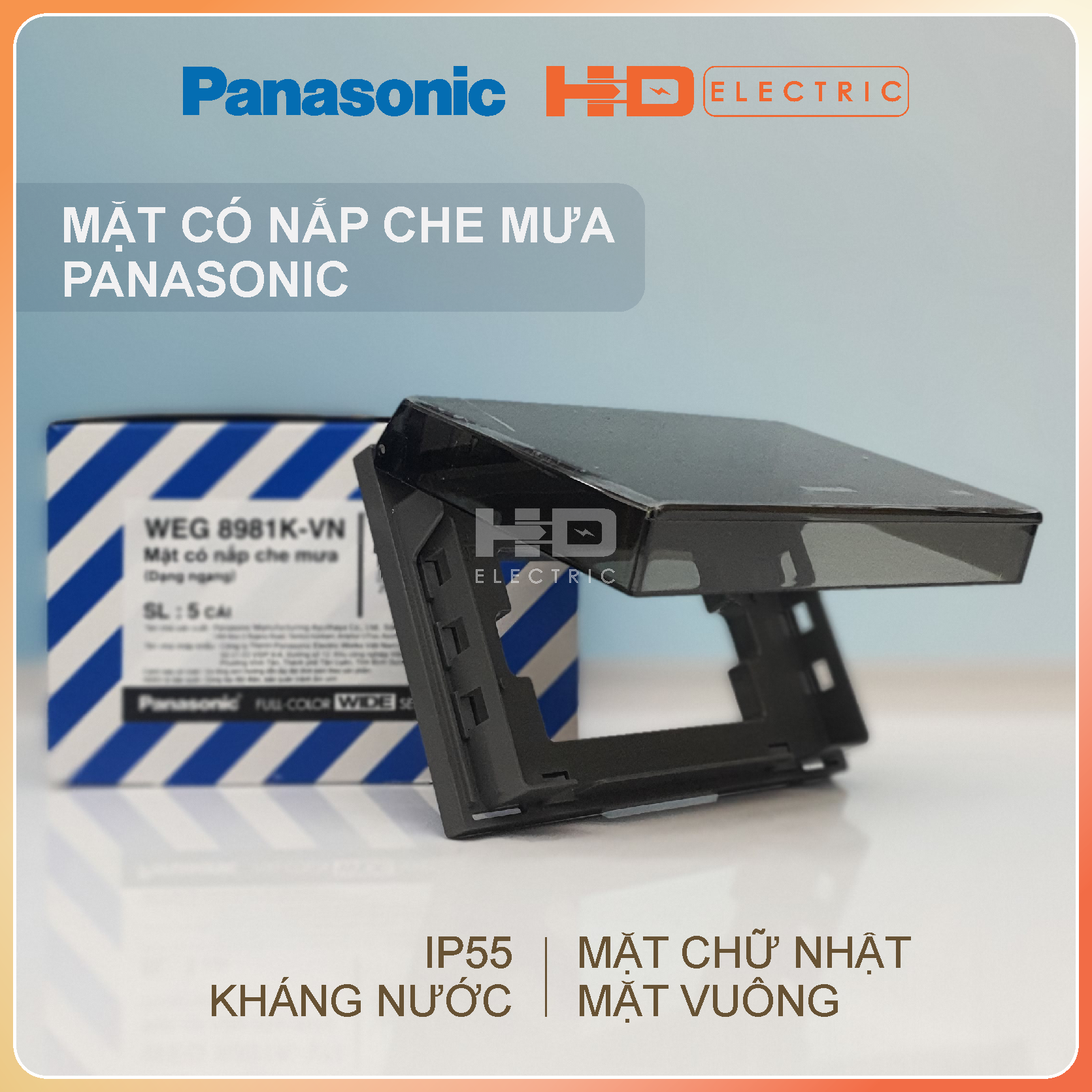 Mặt có nắp che mưa Panasonic WEG8981 chữ nhật và WBG8981-P vuông hàng chính hãng