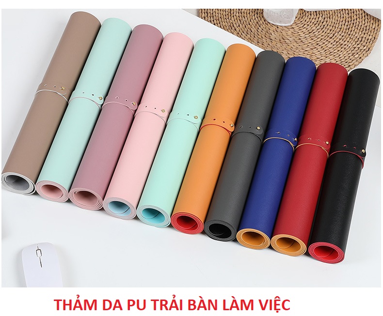 Thảm Da Trải Bàn Làm Việc Size Lớn 40x80, 100x50, 120x50 cm - Da PU Chống Nước - Dùng Được Hai Mặt