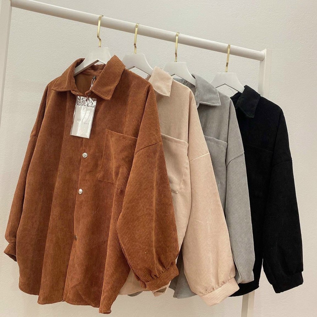 Áo sơ mi nhung tăm - áo sơ mi form rộng unisex nam/nữ phong cách hàn quốc ulzzang nupakachi