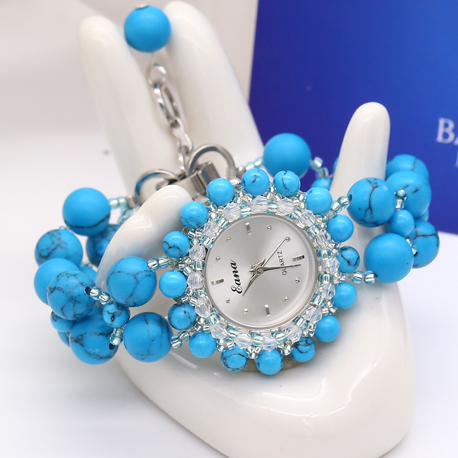 Đồng Hồ Đá Ngọc Lam Turquoise DHN-18 - Đồng Hồ Mệnh Thủy