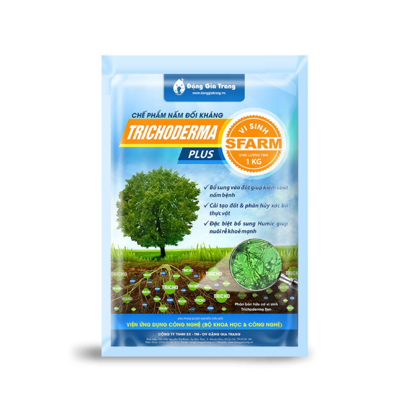 Chế phẩm hữu cơ diệt nấm đối kháng tăng hiệu lực đối kháng cho cây trồng Trichoderma plus Sfarm 1kg