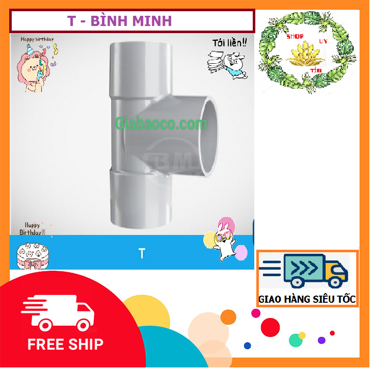 Tê nhựa pvc - bình minh : phi 21mm, 27mm ,34mm, 42mm, 49mm