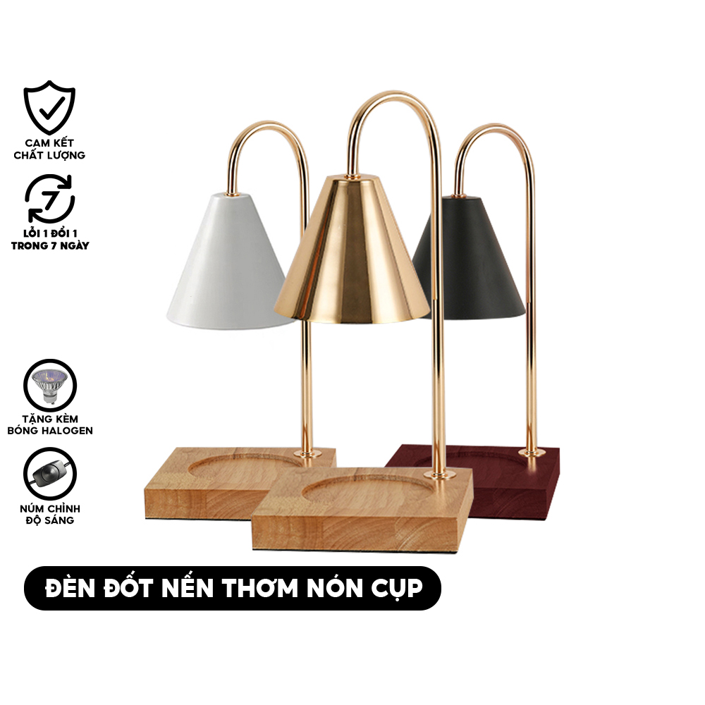 Đèn đốt nến thơm đế gỗ nón cụp - Đèn đốt nến Bath and Body Works,Yankee Candle,Candle Cup