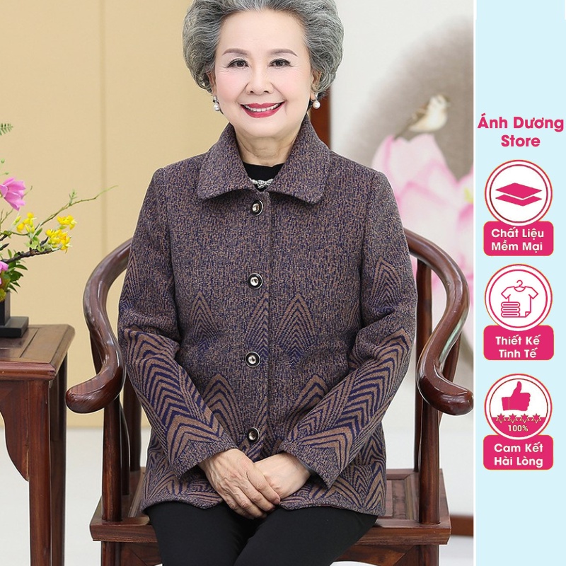 Áo khoác dạ cho người già, áo khoác cho người lớn tuổi - vải siêu dày - hàng đẹp