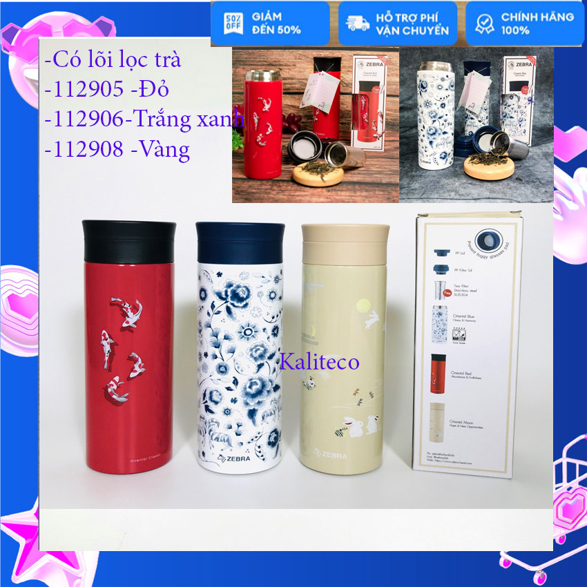 Bình Giữ Nhiệt Inox Zebra Thái Lan 450ml Có Lõi Lọc Trà Giữ Nhiệt Nóng Lạnh 112905 112906 112908 Tặng Kèm Túi Giữ Nhiệt Zebra