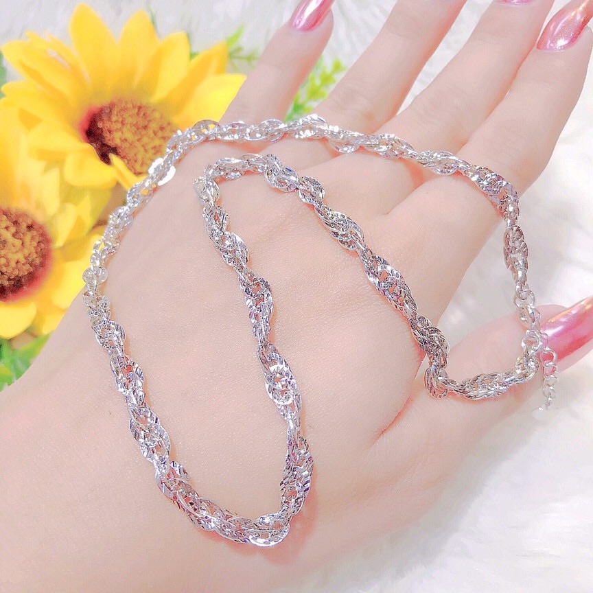 Dây chuyền nữ kiểu xoắn mạ bạch kim cực đẹp