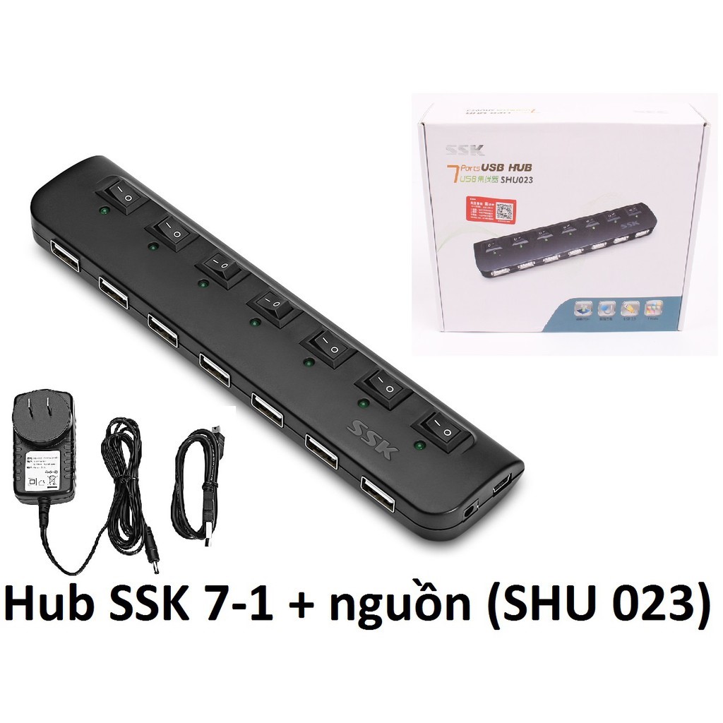 Hub 7 port có nguồn ssk shu 023