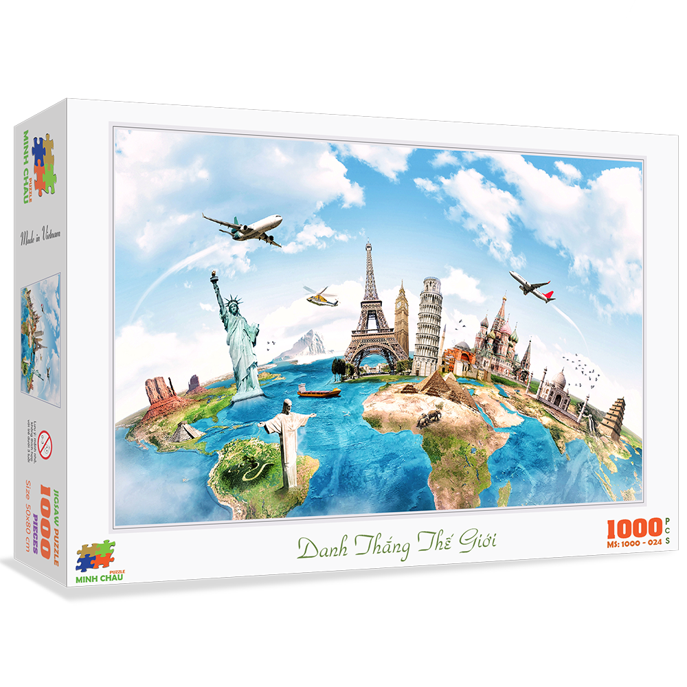 [HCM]Bộ tranh xếp hình jigsaw puzzle cao cấp 1000 mảnh ghép – Danh Thắng Thế Giới (50 x 80cm)