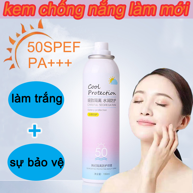 Xịt chống nắng dưỡng làm trắng ẩm Cảm giác nhẹ nhàng cho da 150ml Không gây nhờn Khả năng chịu nước, chống mồ hôi