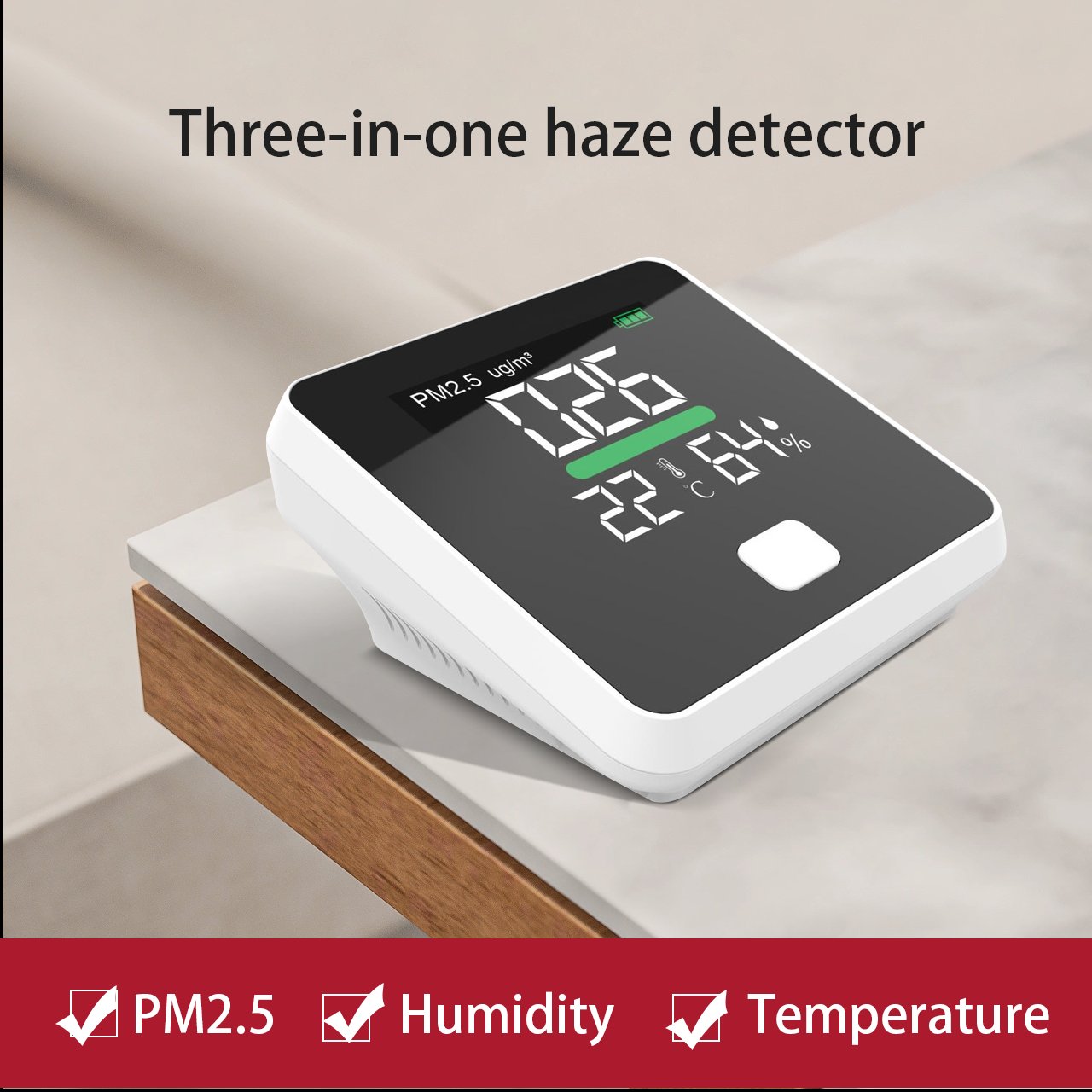Máy dò PM2.5, máy dò bụi mù, máy đo nhiệt độ và độ ẩm, máy dò chất lượng không khí, máy phân tích khí