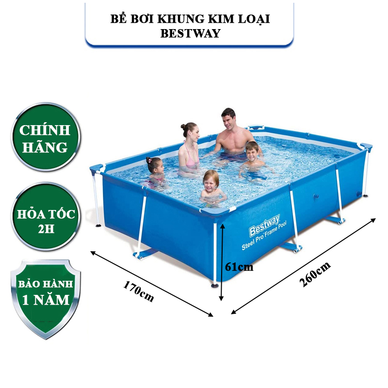 Bể bơi khung kim loại Bestway, bể bơi lắp ráp loại lớn dùng cho gia đình