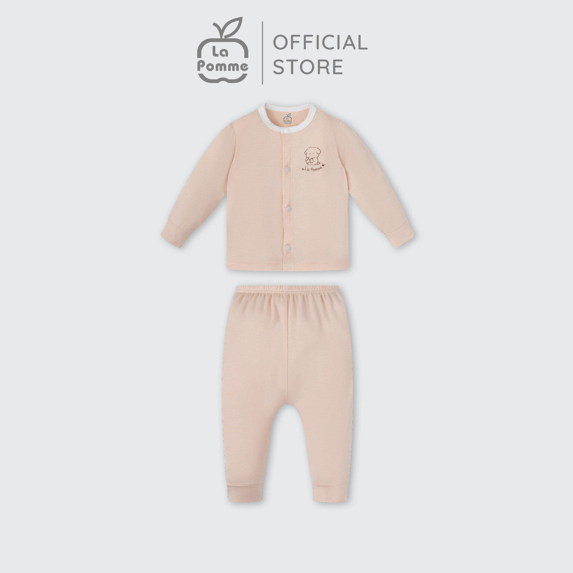 Bộ đồ dài tay la pomme cúc giữa puppy - be