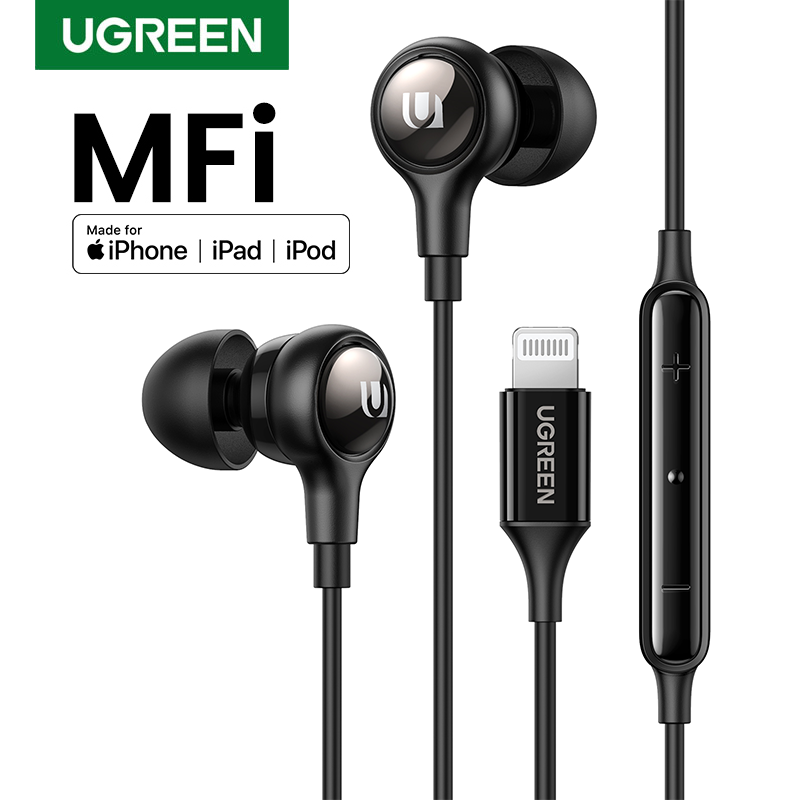 UGREEN MFI Lightning Headphones, MFi Certified Wired Earbuds for iPhone in