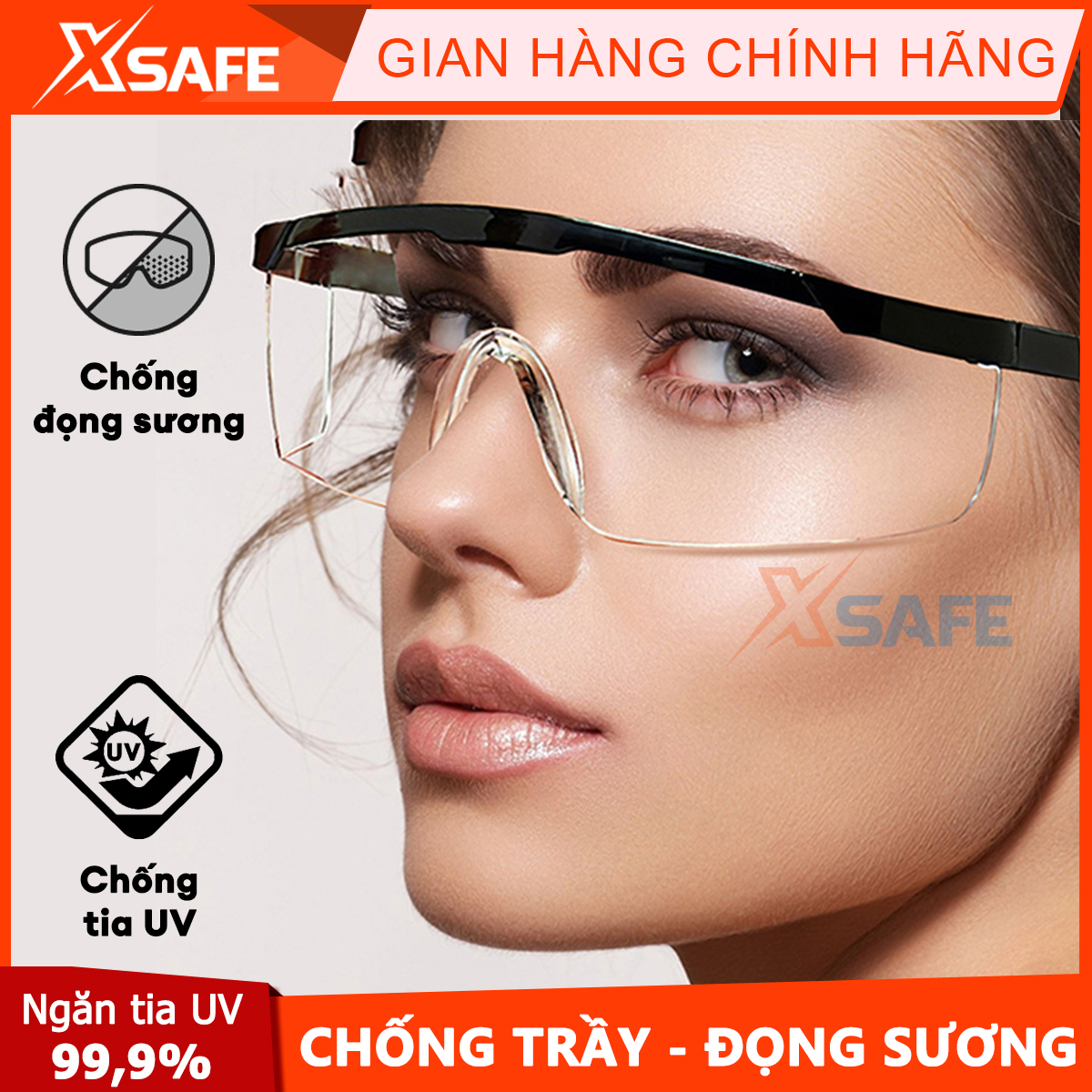 Kính bảo hộ Everest EV105 kính chống bụi chống tia UV giúp hạn chế trầy xước, đọng sương tròng kính trong suốt bảo vệ mắt đi xe máy