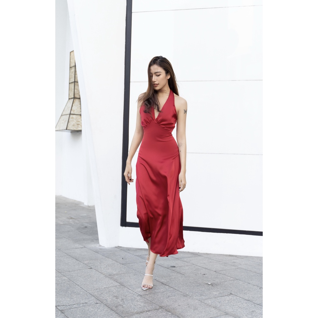 Đầm elise silk dress - đầm cột cổ - đầm lụa thiết kế cao cấp - đầm tết - noel