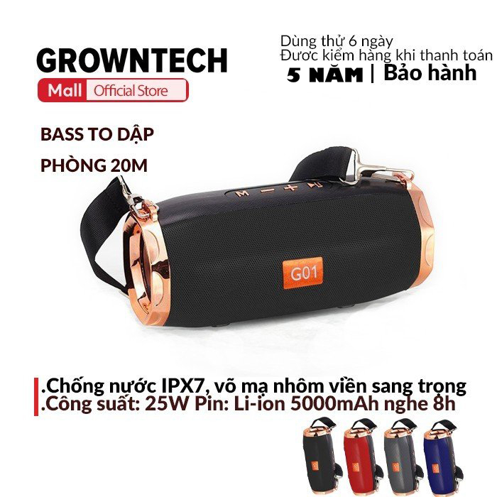 Loa Bluetooth mini GROWNTECH E61 công suất lớn bass ấm pin lâu có kèm dây đeo tiện lợi màu sắc đa dạng