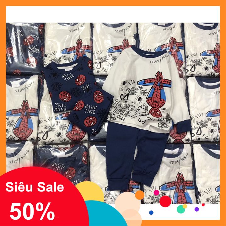 Sét 2 bộ thun dài tay siêu nhân người nhện về nhiều cho bé trai