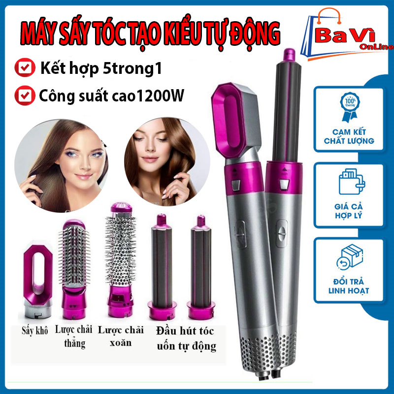 Máy tạo kiểu tóc đa năng, Máy uấn tóc tạo kiểu 5in1, Máy uốn tóc xoăn tự động, Lược uốn tóc làm thẳng tóc tạo kiểu Tóc, Công Suất Cao 5 Đầu Tạo Kiểu Có Thể Thay Thế, Máy Làm Tóc Đa Năng 5 In1, máy uốn tóc gợn sóng