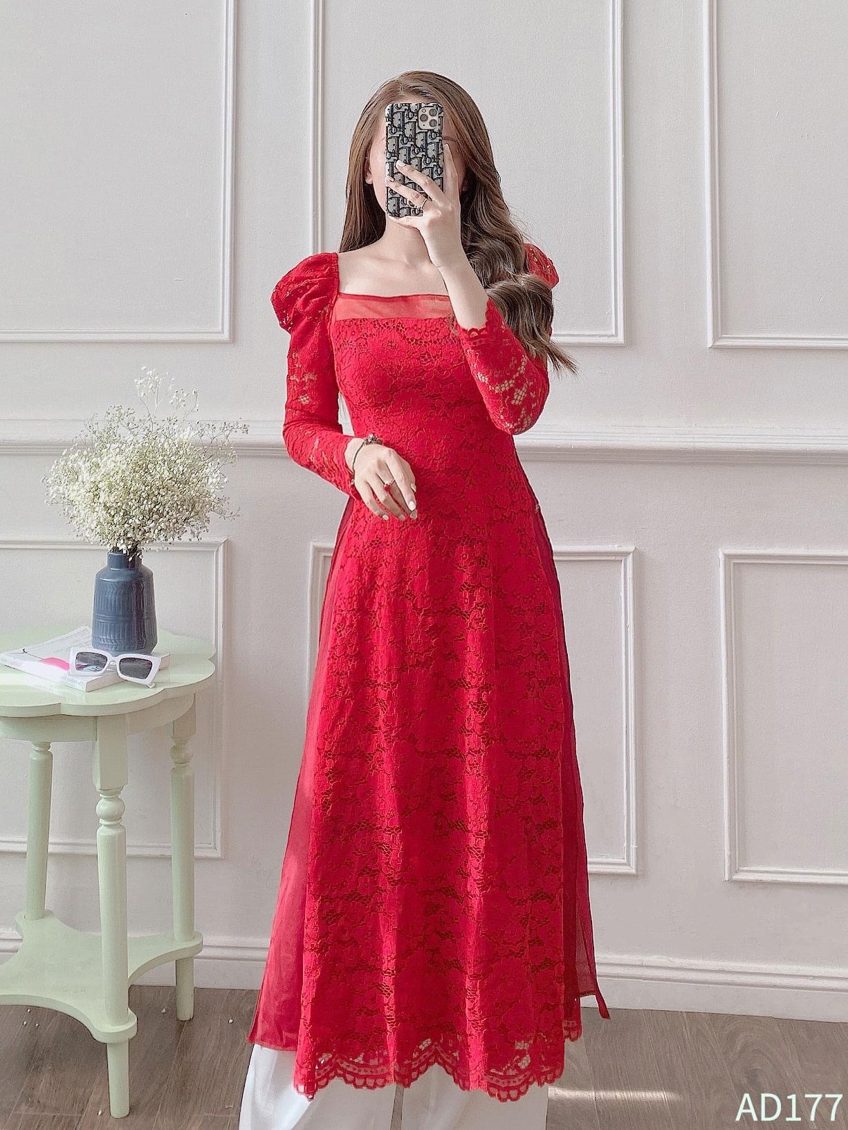 [HCM]Áo dài ren hàng thiết kế tay nhúng hàng cao cấp