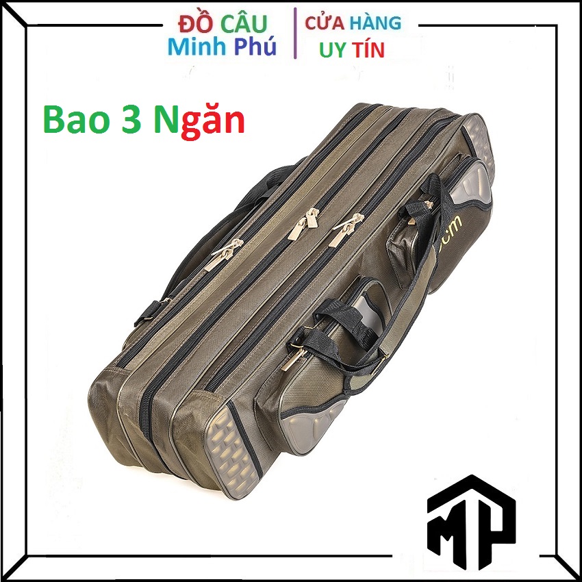 Túi đựng cần câu cá 3 ngăn dài 120cm màu rêu - Minh Phú
