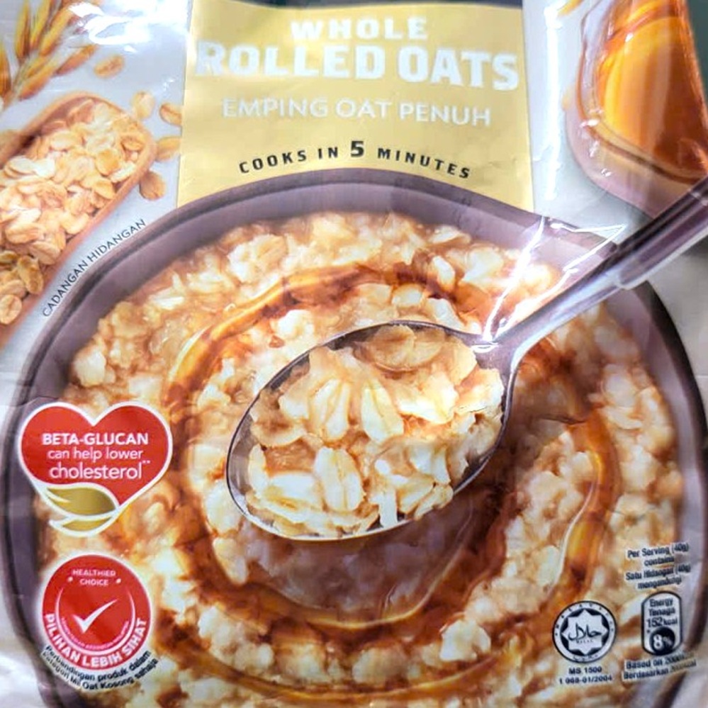 QUAKER + Túi ROLLED 800g + YẾN MẠCH CÁN DẸT High Fibre & Protein Whole Rolled Oats (HALAL)