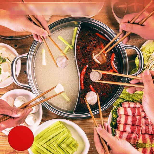 Nồi lẩu 2 ngăn loại dày kích thước 30-32cm, nồi lẩu gia đình 2 ngăn