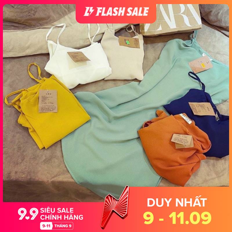 [Yến Trần] Sỉ Đầm Cami 2 Dây Chất Đũi Lụa Đủ Mầu