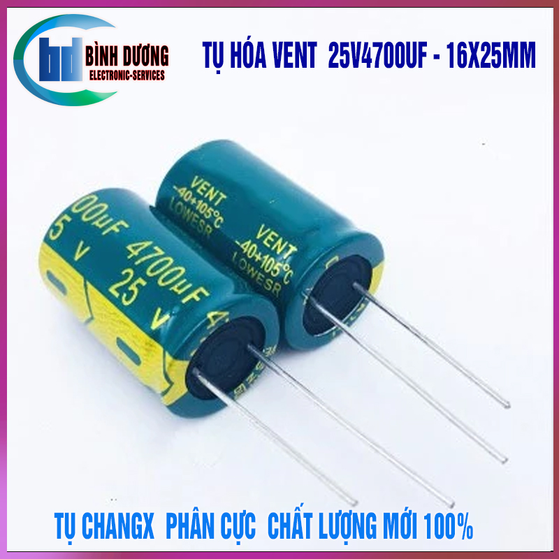 Tụ hóa 25v 220uf - 4700uf chịu được tần số cao mới kích thước lớn 16x25mm