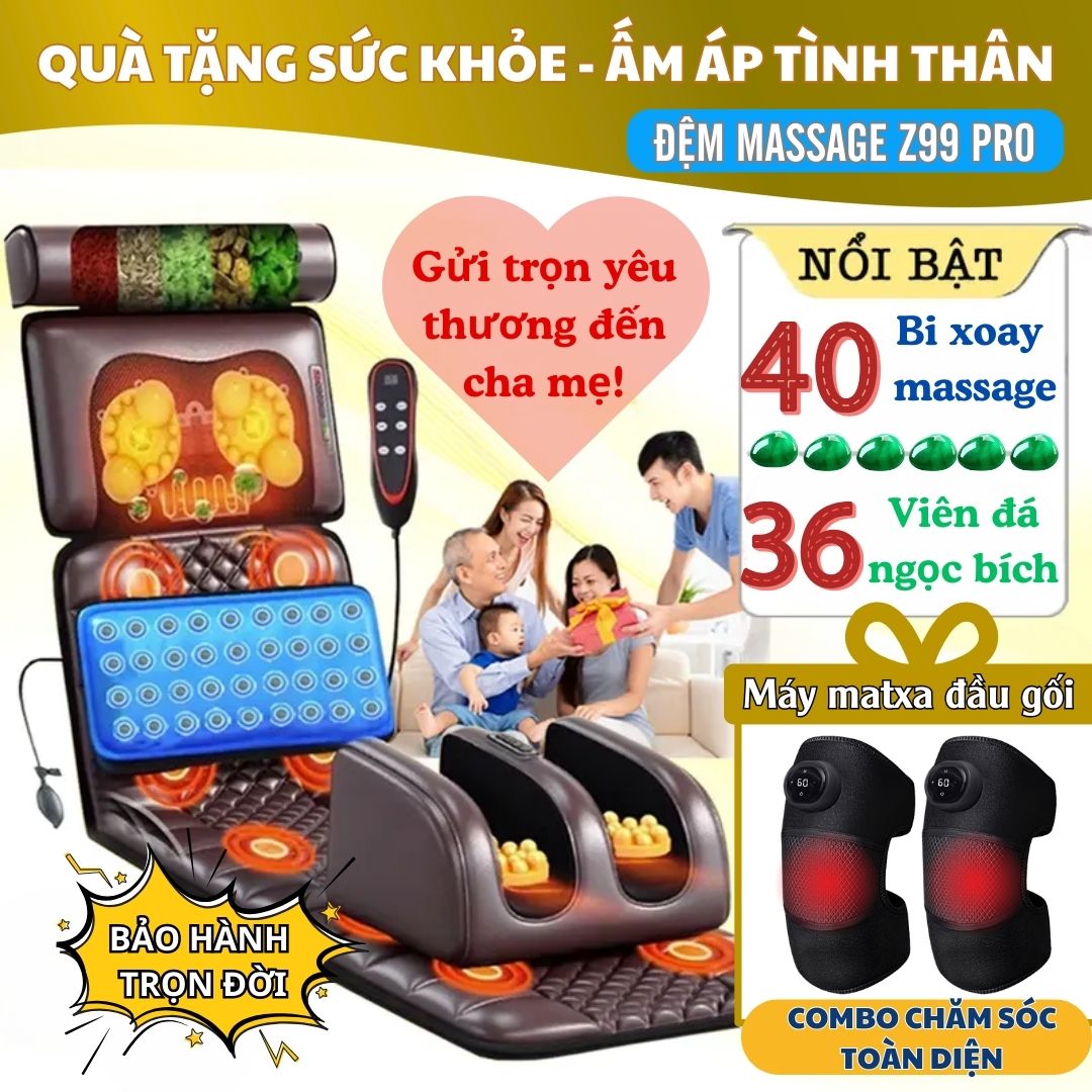 Đệm massage toàn thân, nệm massage túi khí ngọc bích xoa bóp giảm đau mỏi phục hồi sức khỏe tăng cường tuổi thọ