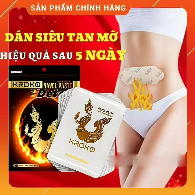 Gói 5 Miếng Dán Tan Mỡ Bụng Thái Lan Kroko Detox Navel Paste - giảm mỡ bụng, đùi, bắp tay, bắp chân