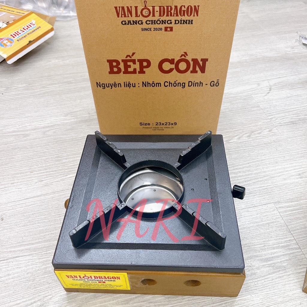 Bếp cồn gang đế gỗ vạn lợi, bếp cồn dã ngoại đủ size - gd nari
