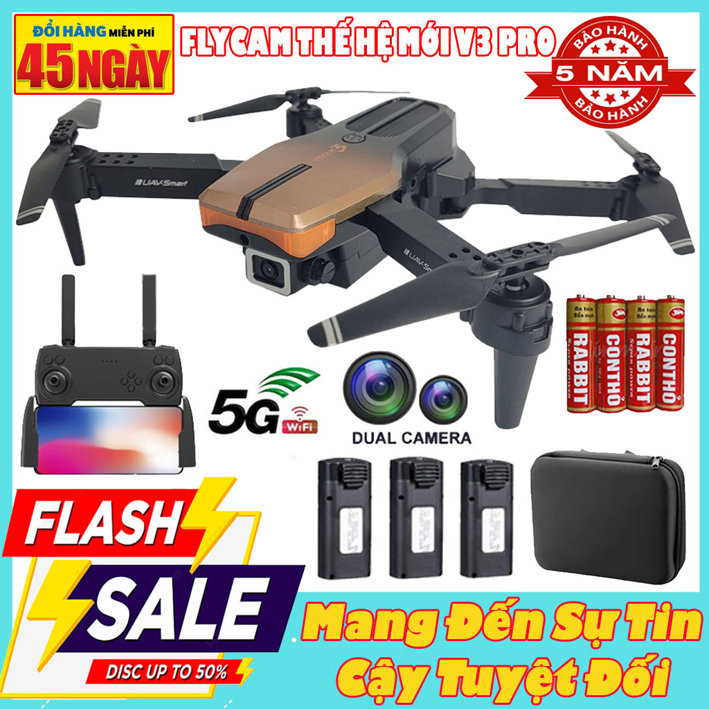 Flycam mini có camera 4k V3 Pro Máy bay điều khiển từ xa 4 cánh Playcamflaycam Play camera Tránh chướng ngại vật Máy bay 4 cánh điều khiển từ xa.