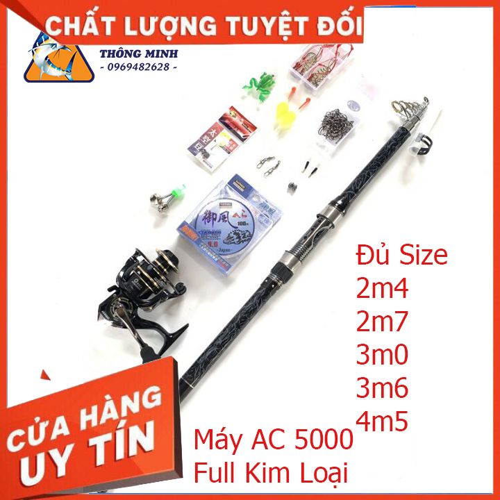 Bộ Cần Câu Máy Rút Shimano Và Máy Deukio 5000 Đủ Size Từ 2m4 Đến 4m5, Chất Liệu Cao Cấp, Độ Bền Cao, Thiết Kế Tinh Tế ( Shop Đồ Câu Thông Minh )
