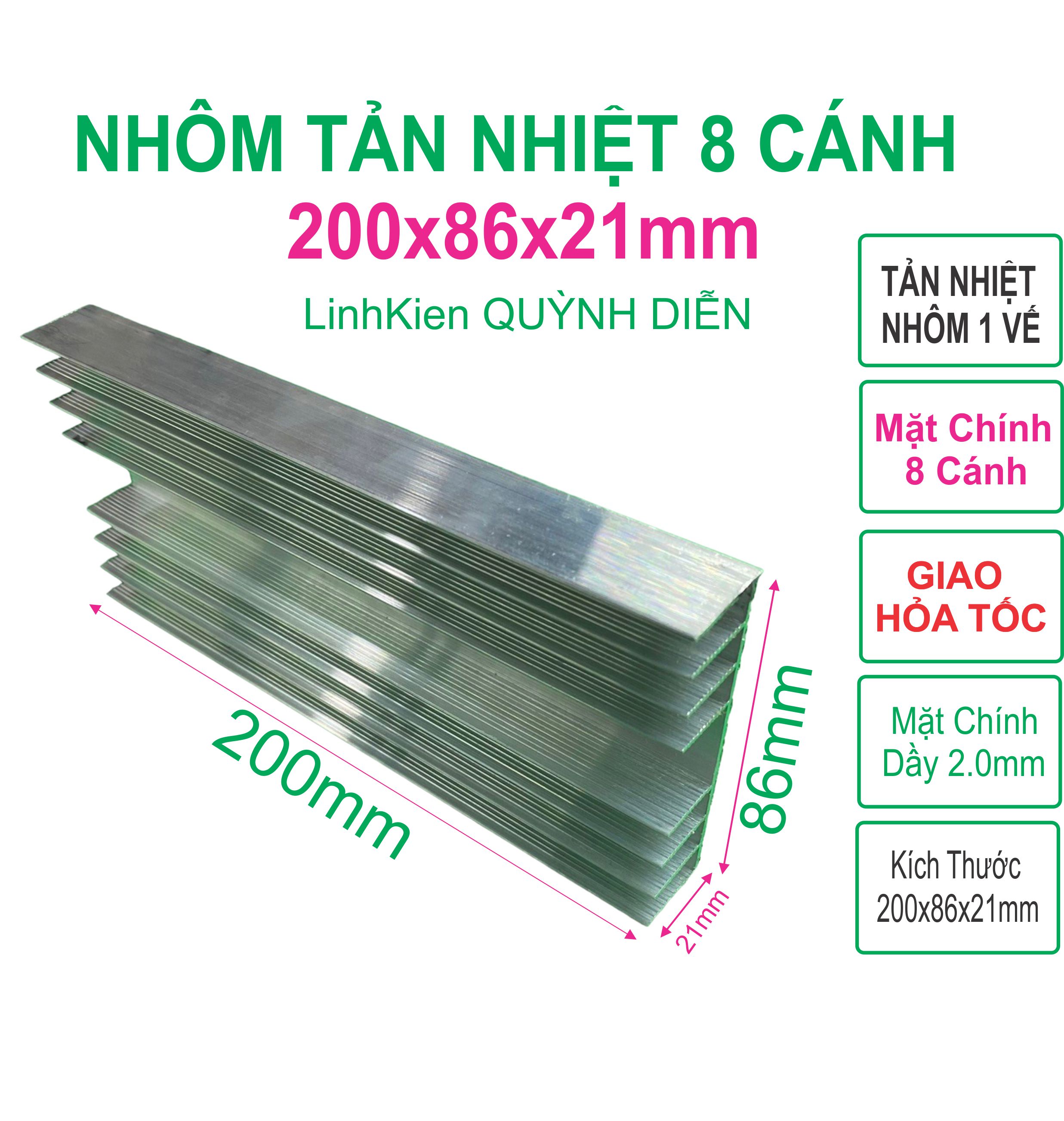 Aluminum Heat Sink 8 Wings 200X86X21Mm Aluminum Amplifier - Electronic Components Quynh Dien Giá 65,000 Đồng*Miễn phí vận chuyển