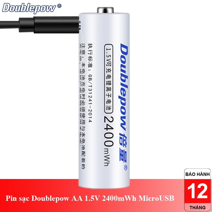 Pin tiểu sạc Doublepow AA 1.5V 2400mWh sạc trực tiếp qua cổng MicroUSB