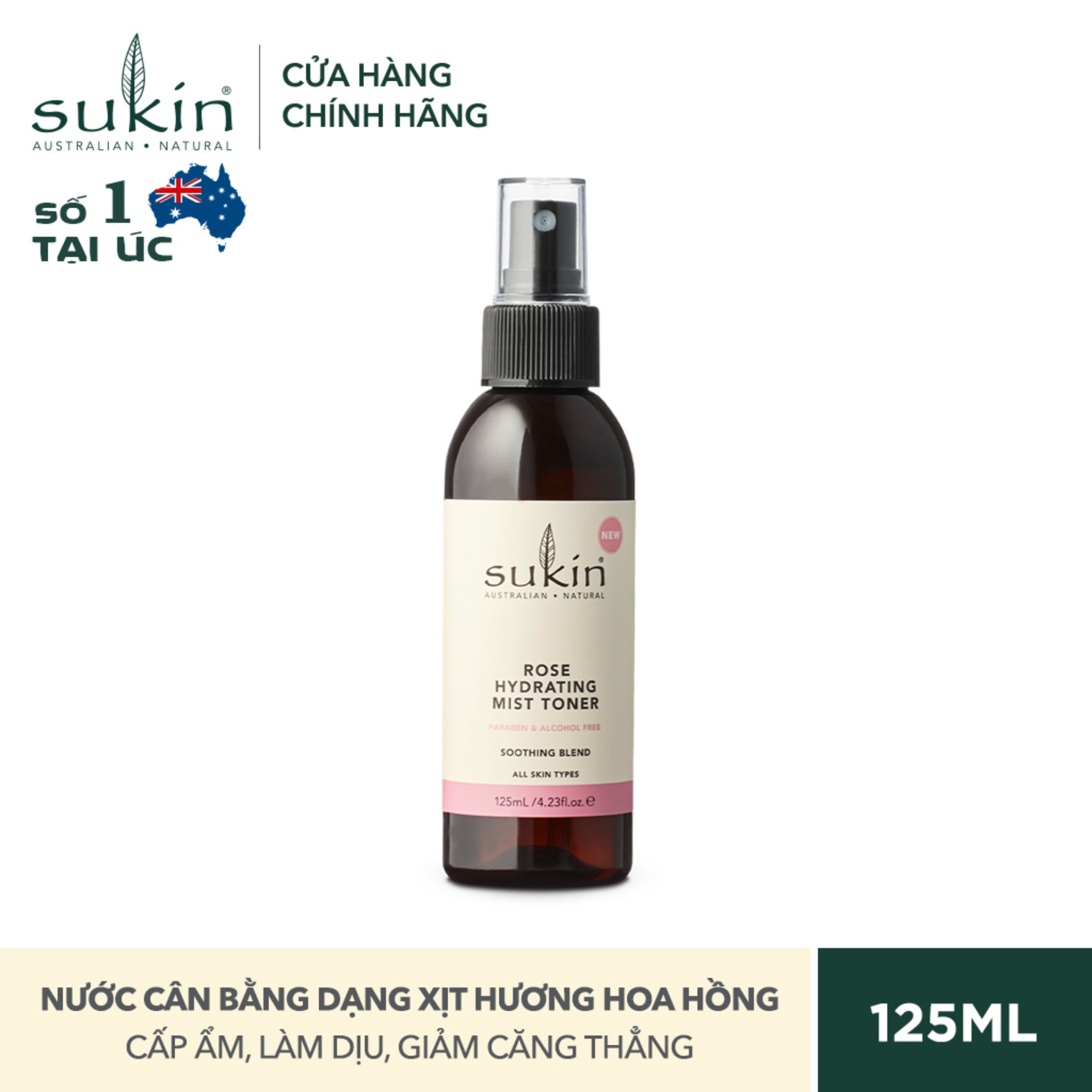 [HCM][QUÀ TẶNG ĐƠN TỪ 300K]Nước Cân Bằng Giữ Ẩm Dạng Xịt Sukin Rose Hydrating Mist Toner 125ml