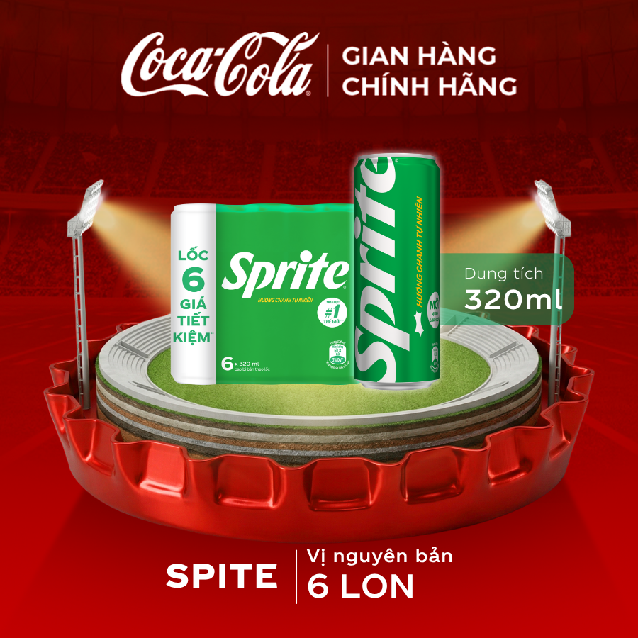 [SIÊU SALE ] Lốc 6 Lon Nước Ngọt Giải Khát Có Gas Sprite Hương Chanh 320ml/Lon Sale 5.5 Coca-Cola Chính Hãng_LD
