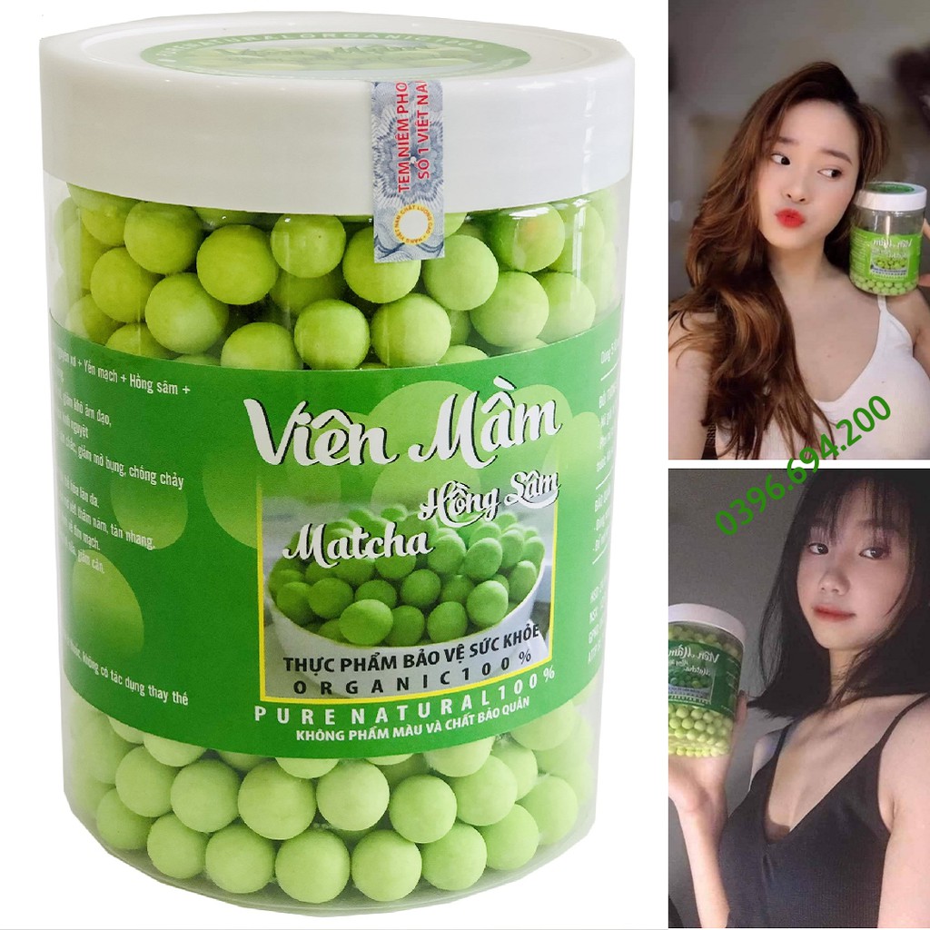 Hộp 500gr viên mầm hồng sâm matcha tăng vòng 1
