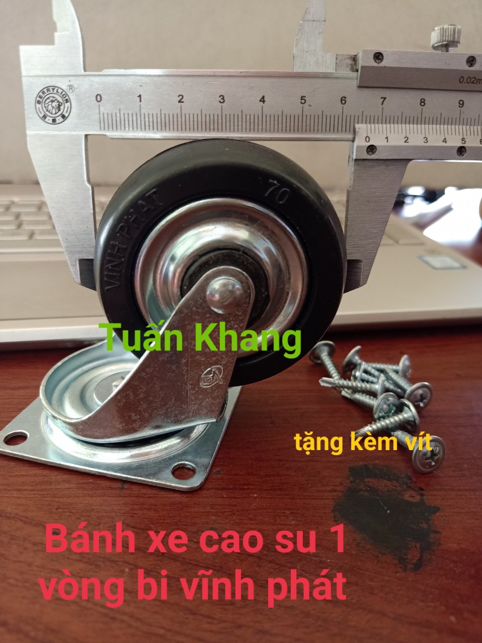 Bánh xe xoay 360 độ kích thước 70mm cao su đẩy êm giá 1/ cái