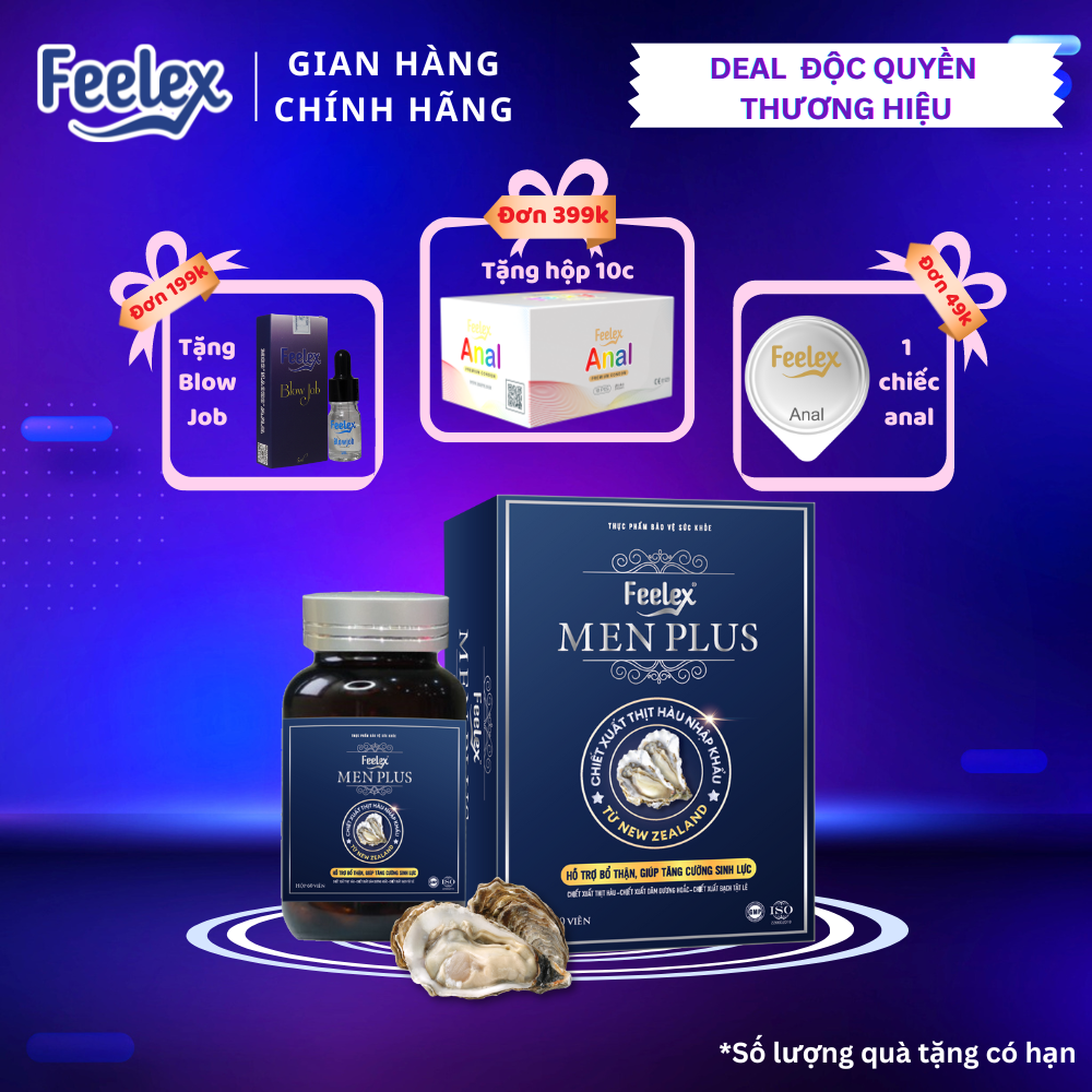 Viên uống Feelex Men Plus tăng cường sinh lý nam giới, khẳng định bản lĩnh phái mạnh - Lọ 60 viên