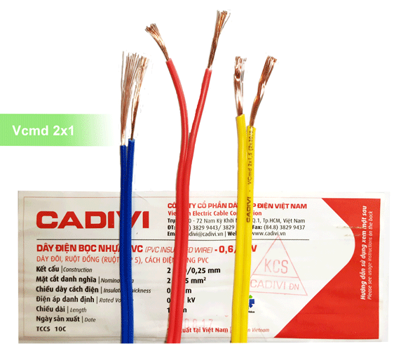 Dây điện đôi vcmd cadivi 2 x 16, 2 x 24, 2 x 30