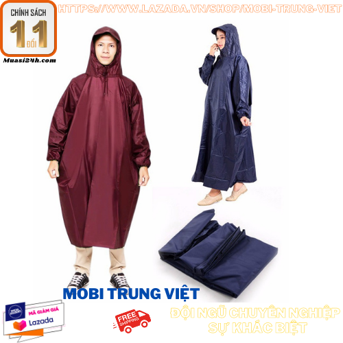 Áo Mưa kín người Không Xẻ Tà Vải Dù Hàng Cao Cấp Chống Thấm Cực Tốt, Áo Mưa Đi Xe Máy