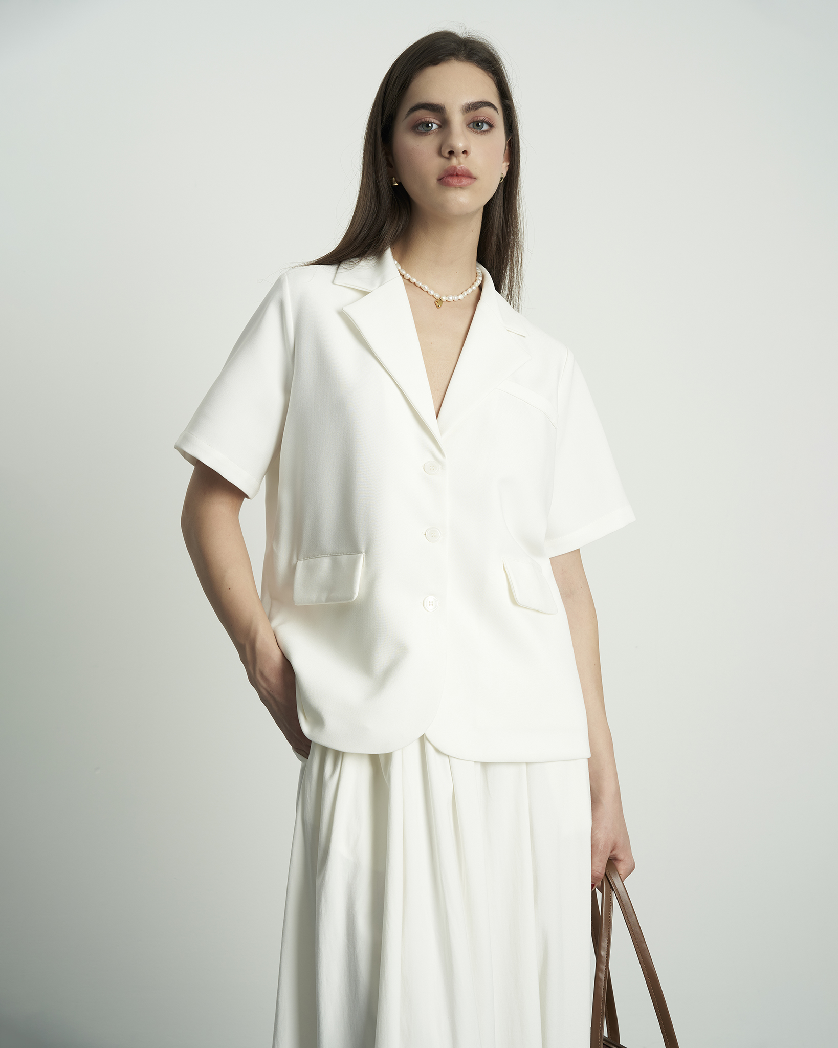 Áo blazer nữ khâu by cq tay ngắn marilyn