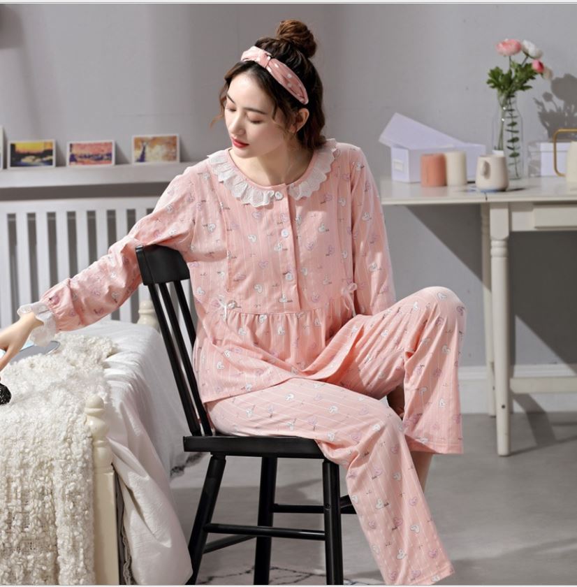 Bộ đồ bầu và sau sinh cho con bú dài tay chất cotton