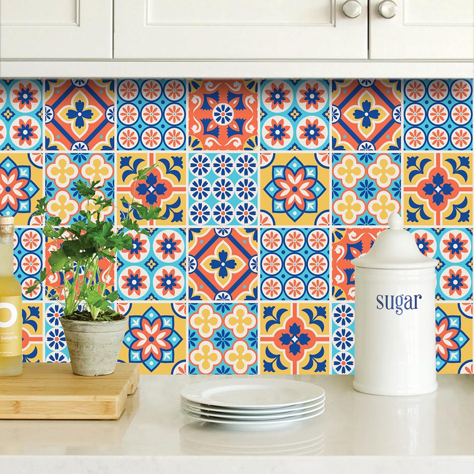 [HCM]Decal gạch bông (100% decal nhựa không phải decal giấy PP) Set 32 ô 15cm hoặc 18 ô 20cm - NK34 (60x120cm)