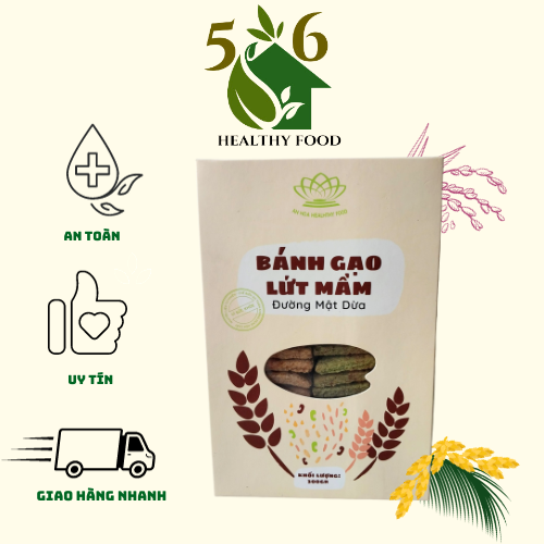 Bánh gạo lứt mầm đường mật dừa 300gr, ăn chay, ăn kiêng.
