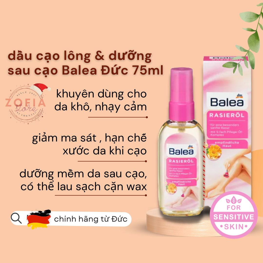 Dầu làm sạch và dưỡng da sau wax lông Balea
