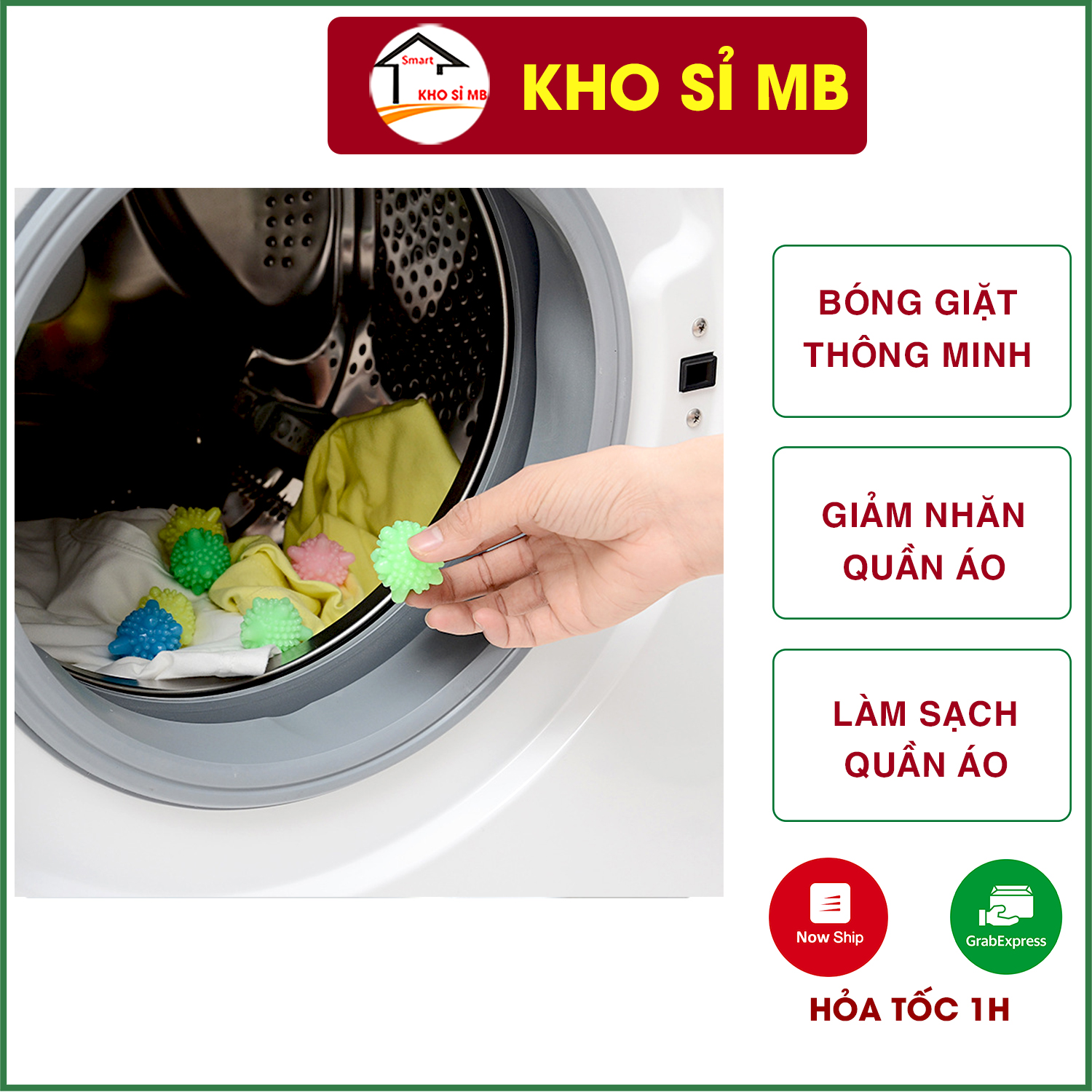 Combo 10 bóng giặt quần áo thông minh- bóng giặt đồ sinh học chống nhăn quần áo