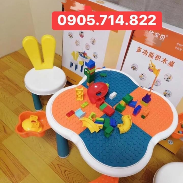 BỘ BÀN GHẾ CHO BÉ VỪA HỌC VỪA CHƠI KÈM BỘ XẾP HÌNH LEGO